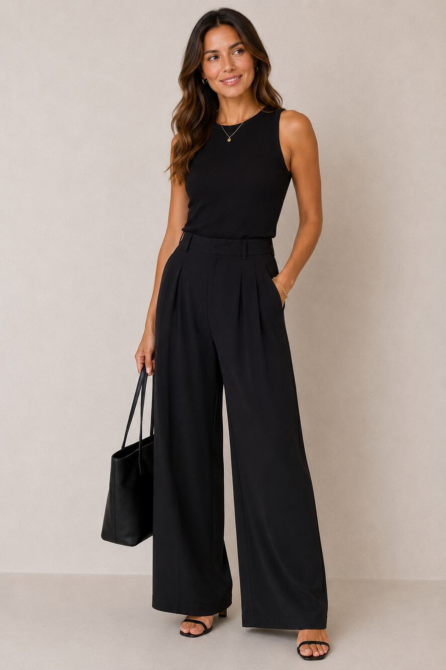 Halara Black Wide Leg Trouser Dress Pants Womens XL Classic Preppy Comfortable